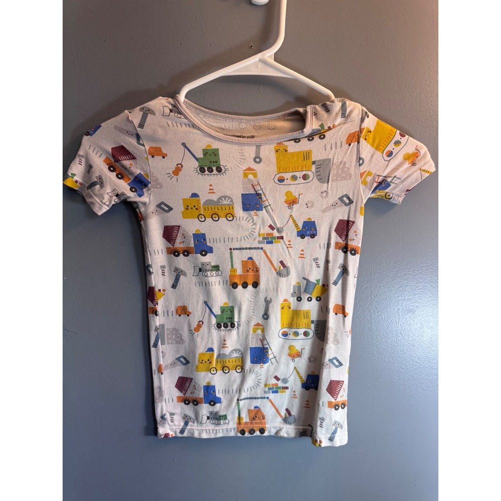 Magnetic Me Kids Construction Vehicle Modal Pajama Top Shirt 4T Snug Fit